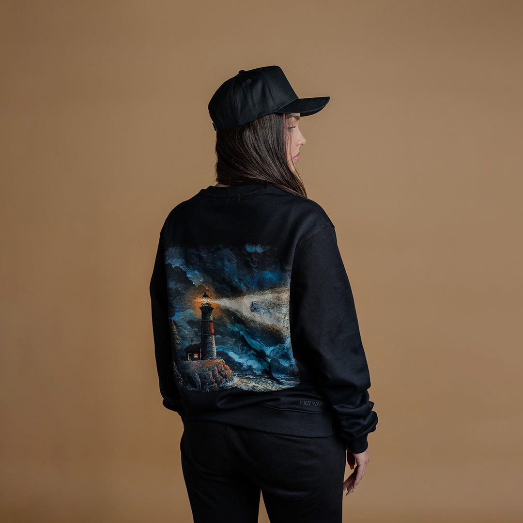 Lighthouse & Dangerous Devils Crewneck Sweatshirt - Black